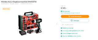 Metabo accu-klopboorschroefmachine + accessoireset 78-delig voor €149 bij Art and Craft