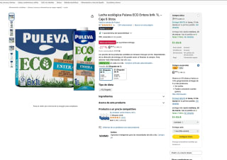 Caja 6 litros Leche Puleva Entera Eco brik 1L por solo 6,48€