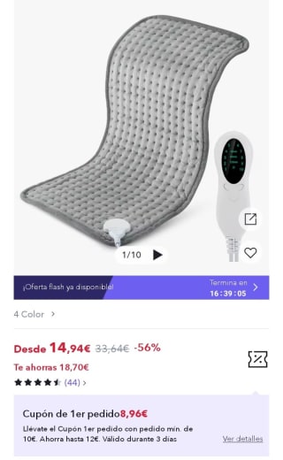 Almohadilla Calefactora EléCtrica por 14,94€.