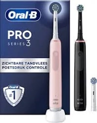Oral B Pro 3 3900 Duo - Zwart en Roze Elektrische tandenborstel - met extra opzetborstel voor €59 bij Coolblue