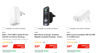 1+1 gratis op alle Belkin telefoon accessoires bij Bol