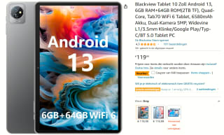 Blackview Tab70 Android 13, 6GB RAM+64GB ROM voor €79,99 bij Amazon