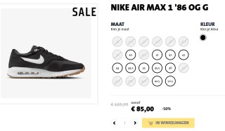Nike Air Max 1 '86 OG Golf voor €85 bij Jumbo Sports