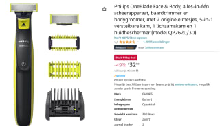 Philips OneBlade voor gezicht en lichaam QP2620/30 met extra messen voor €32,99