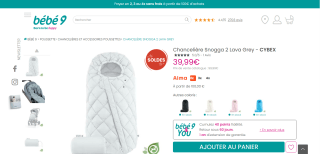 Chancelière Cybex Snogga 2 - Lava Grey à 39,99€
