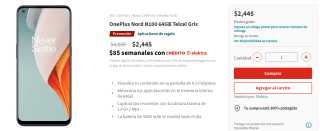 OnePlus Nord N100 64GB a $2,445 en Elektra