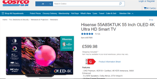 Hisense 55A85KTUK 55" OLED 4K Ultra HD Smart TV – £599.98