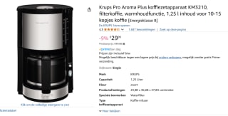 Krups Pro Aroma Plus koffiezetapparaat voor €29,99 bij Amazon