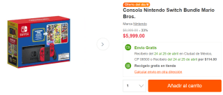 Nintendo Switch Bundle Mario Bros a $5,999 en Linio