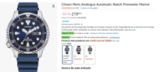 Reloj analógico automático Citizen Promaster Marine por 219,90€