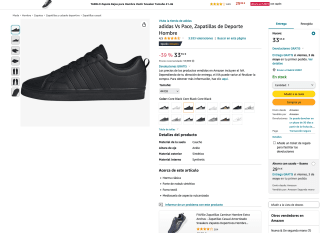 Zapatillas ADIDAS PACE Retro vintage triple negó por 33,35€