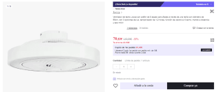 Ventilador de techo Jocca con plafón de 8 aspas camufladas a través de una rejilla con diámetro de 55cm, con 3 opciones de luz, temporizador de 1-2 horas por 70.83€ (Cuenta Nueva 58.83€)