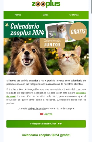 Gratis calendario 2024 por compt +49€