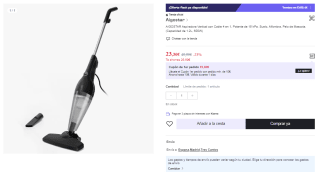 Aspiradora Vertical con Cable 4 en 1 AIGOSTAR , Potente de 15 kPa. Suelo, Alfombra, Pelo de Mascota.(Capacidad de 1.2L, 600W) por 23.3€ (Cuenta Nueva 13.98€)