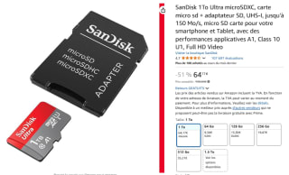SanDisk 1To Ultra microSDXC à 64,17€