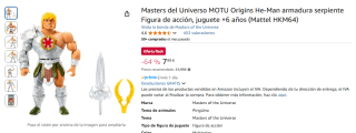Masters del Universo MOTU Origins He-Man armadura serpiente por 7,99€