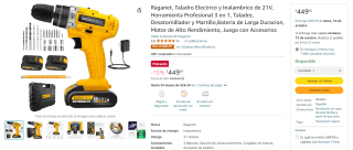 Taladro Electrico y Inalambrico de 21V, Herramienta Profesional 3 en 1