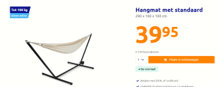 Hangmat met standaard en wieltjes voor €39,95 bij de Action