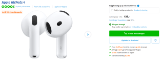 Apple AirPods 4e generatie zonder ANC voor €135 bij Coolblue