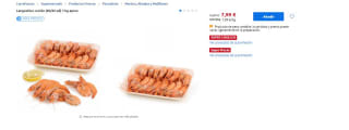 Langostino cocido (40/60 ud) 1 kg aprox por 7,99€