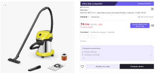 Aspiradora Kärcher WD 3 S V por 59,75€