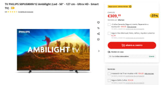 TV Philips Ambilight 43PUS8009 43“ LED UltraHD 4K HDR10+ por 299,99€