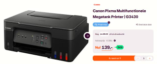 Canon PIXMA G3430 A4 4800 x 1200 DPI Wifi Inkjet Printer voor €139 bij Ibood