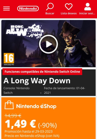 A Long Way Down Nintendo Switch por 1,49€.
