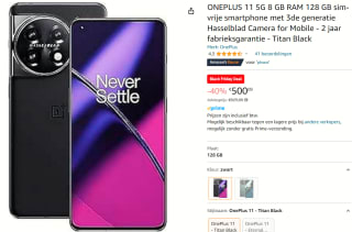 OnePlus 11, 8GB ram, 128GB opslag Zwart voor €500,09 bij Amazon