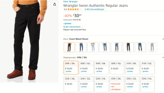 Zwarte Wrangler Authentic regular jeans voor €30 bij Amazon