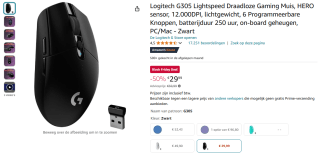 Logitech G305 Lightspeed computermuis voor €29,99 bij Amazon