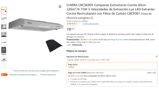 CIARRA CBCS6903 Campanas Extractoras Cocina 60cm por 67,99€