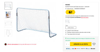 MUWO Portería de fútbol de acero 1,20x0,8m por 6,66€