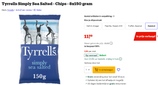 8 Stuks Tyrrells Simply Seasalt 150 gr. voor €11,99 bij Bol