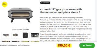 Cozze 17 inch gas pizza oven - Ø 42 cm - met thermometer en pizzasteen voor €199 bij proshop