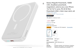 Baseus MagSafe 10,000mAh mini powerbank voor €23,99 bij Amazon