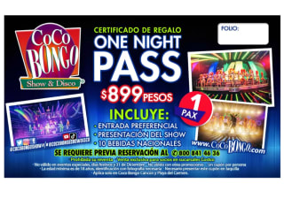 One Night Pass Coco Bongo Show y más a $899 en Costco