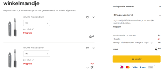 1+1 gratis op alle mascara bij HEMA