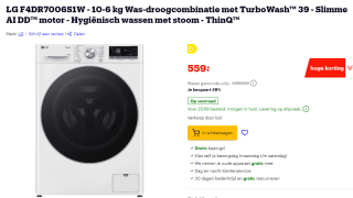 LG F4DR7006S1W was/droogmachine voor €559 bij Bol
