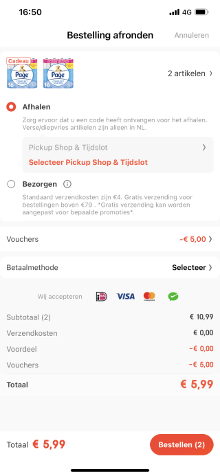 Page Toiletpapier 2 stuks van 16 rollen voor 5,99 dmv vouchers