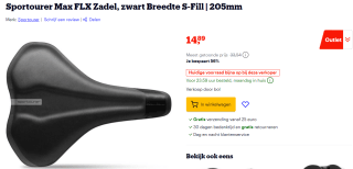 Sportourer Max FLX fietszadel voor €14,89 bij Bol