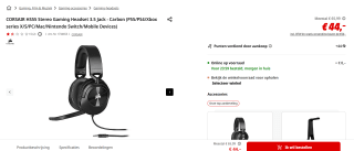 Corsair HS55 Stereo Carbon Bedrade Gaming Headset voor €44 bij de MediaMarkt