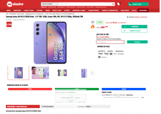 Móvil Samsung A54 8GB 256GB por solo 399€