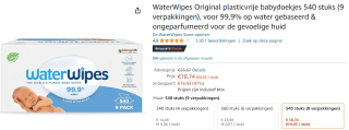 540 WaterWipes Original babydoekjes voor €18,74 bij Amazon