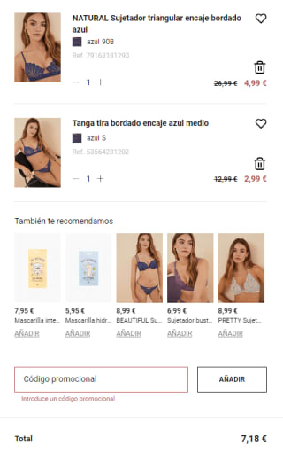 Conjunto de sujetador y tanga encaje por 7,18€