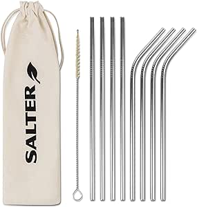 8 x Salter Eco Reusable Metal Drinking Straws: Just £2.99!