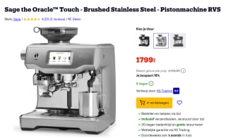 Sage the Oracle Touch pistonmachine koffieapparaat voor €1799 bij Bol