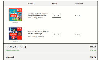 Pampers pants 1+1 gratis bij Kruidvat