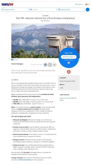 Asturias desde 70€ para 2 personas.