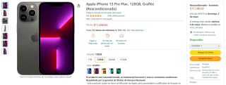 iPhone 13 Pro Max 128GB Reacondicionado por $11,540 en Amazon